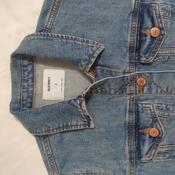 Old Navy MODIFIED Raw Hem Denim Trucker Jacket, Color Blue Size M - Picture 2 of 15